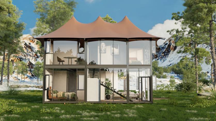 复式三连顶帐篷（尊跃SKY·别墅帐篷）